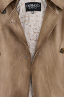 Estel Kadın Bej Kruvaze Yaka Oversize Deri Ceket | Derimod Estel Kadın Bej Kruvaze Yaka Oversize Deri Ceket | Derimod