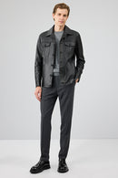 Axel Men's Black Leather Jacket | Derimod Axel Men's Black Leather Jacket | Derimod