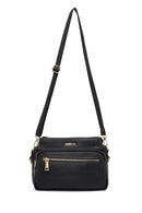 Women's Black Long Strapped Patterned Crossbody Bag | Derimod Women's Black Long Strapped Patterned Crossbody Bag | Derimod