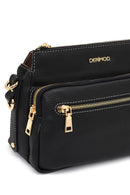 Women's Black Long Strapped Patterned Crossbody Bag | Derimod Women's Black Long Strapped Patterned Crossbody Bag | Derimod