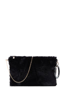 Women's Black Chain Strap Plush Clutch Bag | Derimod Women's Black Chain Strap Plush Clutch Bag | Derimod