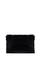Women's Black Chain Strap Plush Clutch Bag | Derimod Women's Black Chain Strap Plush Clutch Bag | Derimod
