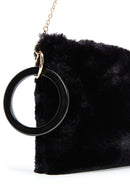Women's Black Chain Strap Plush Clutch Bag | Derimod Women's Black Chain Strap Plush Clutch Bag | Derimod