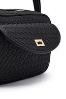 Women's Black Long Strap Knitted Crossbody Bag | Derimod Women's Black Long Strap Knitted Crossbody Bag | Derimod