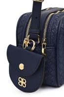 Women's Navy Blue Long Strap Knitted Crossbody Bag | Derimod Women's Navy Blue Long Strap Knitted Crossbody Bag | Derimod