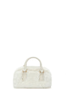 Women's Cream Long Strap Accessory Detailed Plush Mini Shoulder Bag | Derimod Women's Cream Long Strap Accessory Detailed Plush Mini Shoulder Bag | Derimod