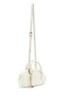 Women's Cream Long Strap Accessory Detailed Plush Mini Shoulder Bag | Derimod Women's Cream Long Strap Accessory Detailed Plush Mini Shoulder Bag | Derimod