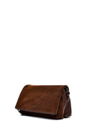 Woman Brown Suede Crossbody Bag | Derimod Woman Brown Suede Crossbody Bag | Derimod