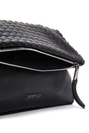 Women's Black Long Strapped Patterned Crossbody Bag | Derimod Women's Black Long Strapped Patterned Crossbody Bag | Derimod
