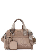 Women's Beige Long Strap Fabric Sleeve Bag with Accessory Details | Derimod Women's Beige Long Strap Fabric Sleeve Bag with Accessory Details | Derimod