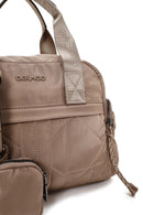 Women's Beige Long Strap Fabric Sleeve Bag with Accessory Details | Derimod Women's Beige Long Strap Fabric Sleeve Bag with Accessory Details | Derimod