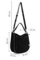 Women's Black Long Strap Suede Shoulder Bag | Derimod Women's Black Long Strap Suede Shoulder Bag | Derimod
