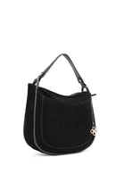 Women's Black Long Strap Suede Shoulder Bag | Derimod Women's Black Long Strap Suede Shoulder Bag | Derimod