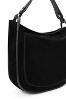 Women's Black Long Strap Suede Shoulder Bag | Derimod Women's Black Long Strap Suede Shoulder Bag | Derimod