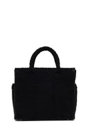 Women's Black Long Strap Plush Shoulder Bag | Derimod Women's Black Long Strap Plush Shoulder Bag | Derimod