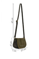 Women's Khaki Long Strap Studded Suede Crossbody Bag | Derimod Women's Khaki Long Strap Studded Suede Crossbody Bag | Derimod