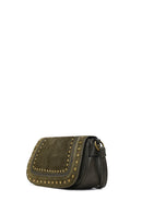 Women's Khaki Long Strap Studded Suede Crossbody Bag | Derimod Women's Khaki Long Strap Studded Suede Crossbody Bag | Derimod