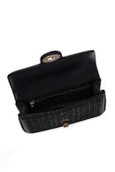 Kadın Siyah Uzun Askılı Desenli Mini Çapraz Çanta | Derimod Kadın Siyah Uzun Askılı Desenli Mini Çapraz Çanta | Derimod