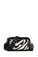 Women's Black Long Strap Patterned Crossbody Bag | Derimod Women's Black Long Strap Patterned Crossbody Bag | Derimod