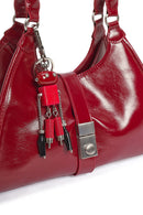 Women's Burgundy Charm Shoulder Bag | Derimod Women's Burgundy Charm Shoulder Bag | Derimod