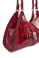 Women's Burgundy Charm Shoulder Bag | Derimod Women's Burgundy Charm Shoulder Bag | Derimod