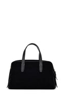 Women's Black Long Strap Suede Handbag | Derimod Women's Black Long Strap Suede Handbag | Derimod