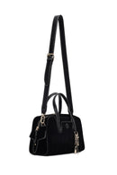 Women's Black Long Strap Suede Handbag | Derimod Women's Black Long Strap Suede Handbag | Derimod