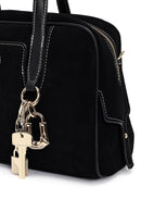 Women's Black Long Strap Suede Handbag | Derimod Women's Black Long Strap Suede Handbag | Derimod