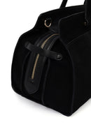 Women's Black Long Strap Suede Shoulder Bag with Accessories | Derimod Women's Black Long Strap Suede Shoulder Bag with Accessories | Derimod