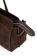 Kadın Kahverengi Uzun Askılı Aksesuarlı Süet Kol Çantası | Derimod Kadın Kahverengi Uzun Askılı Aksesuarlı Süet Kol Çantası | Derimod