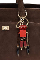 Kadın Kahverengi Uzun Askılı Aksesuarlı Süet Kol Çantası | Derimod Kadın Kahverengi Uzun Askılı Aksesuarlı Süet Kol Çantası | Derimod