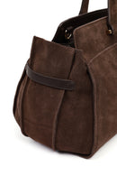 Kadın Kahverengi Uzun Askılı Aksesuarlı Süet Kol Çantası | Derimod Kadın Kahverengi Uzun Askılı Aksesuarlı Süet Kol Çantası | Derimod