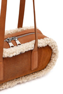 Women's Tan Suede Shoulder Bag | Derimod Women's Tan Suede Shoulder Bag | Derimod