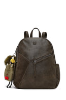 Women's Khaki Backpack with Accessories | Derimod Women's Khaki Backpack with Accessories | Derimod