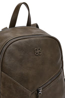 Women's Khaki Backpack with Accessories | Derimod Women's Khaki Backpack with Accessories | Derimod