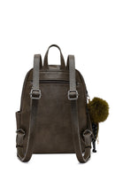 Women's Khaki Backpack with Accessories | Derimod Women's Khaki Backpack with Accessories | Derimod