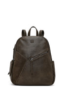 Women's Khaki Backpack with Accessories | Derimod Women's Khaki Backpack with Accessories | Derimod