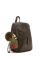 Women's Khaki Backpack with Accessories | Derimod Women's Khaki Backpack with Accessories | Derimod
