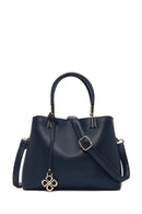 Women's Navy Blue Long Strap Accessory Detailed Shoulder Bag | Derimod Women's Navy Blue Long Strap Accessory Detailed Shoulder Bag | Derimod