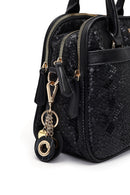 Kadın Siyah Uzun Askılı Baskılı Kol Çantası | Derimod Kadın Siyah Uzun Askılı Baskılı Kol Çantası | Derimod