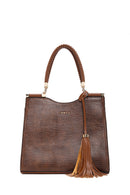 Kadın Taba Baskılı Uzun Askılı Omuz Çantası | Derimod Kadın Taba Baskılı Uzun Askılı Omuz Çantası | Derimod