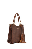 Kadın Taba Baskılı Uzun Askılı Omuz Çantası | Derimod Kadın Taba Baskılı Uzun Askılı Omuz Çantası | Derimod