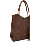 Kadın Taba Baskılı Uzun Askılı Omuz Çantası | Derimod Kadın Taba Baskılı Uzun Askılı Omuz Çantası | Derimod