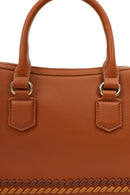 Women's Tan Long Strap Knitted Detail Shoulder Bag | Derimod Women's Tan Long Strap Knitted Detail Shoulder Bag | Derimod