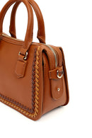 Women's Tan Long Strap Knitted Detail Shoulder Bag | Derimod Women's Tan Long Strap Knitted Detail Shoulder Bag | Derimod