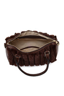 Women's Brown Long Strap Plush Shoulder Bag with Accessories | Derimod Women's Brown Long Strap Plush Shoulder Bag with Accessories | Derimod