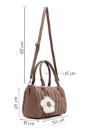 Women's Mink Long Strapped Plush Shoulder Bag with Accessories | Derimod Women's Mink Long Strapped Plush Shoulder Bag with Accessories | Derimod