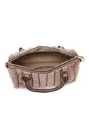 Women's Mink Long Strapped Plush Shoulder Bag with Accessories | Derimod Women's Mink Long Strapped Plush Shoulder Bag with Accessories | Derimod