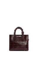 Women's Burgundy Long Strap Crocodile Pattern Mini Shoulder Bag | Derimod Women's Burgundy Long Strap Crocodile Pattern Mini Shoulder Bag | Derimod