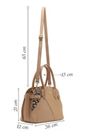 Women's Beige Long Strap Patterned Shoulder Bag | Derimod Women's Beige Long Strap Patterned Shoulder Bag | Derimod